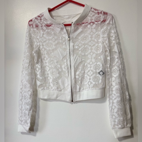 🎉4/30$🎉🤍 SHEIN White Lace Bomber Jacket – Size M 🤍 - Picture 1 of 3